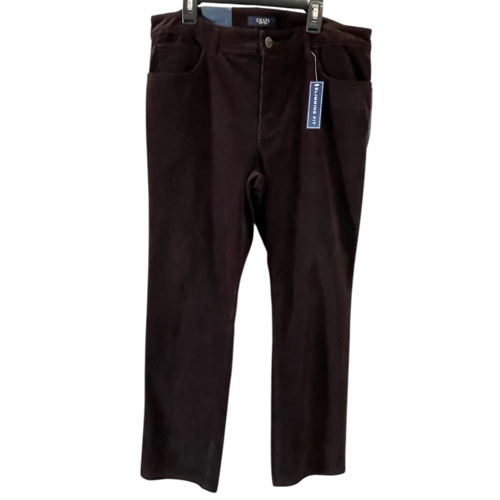CHAPS CORDUROY PANTS SLIMMING FIT Dk Rst Brown size 12 R